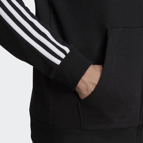 BLUZA MĘSKA ADIDAS ESSENTIALS FRENCH TERRY 3-STRIPES FULL-ZIP HOODIE CZARNA GK9032